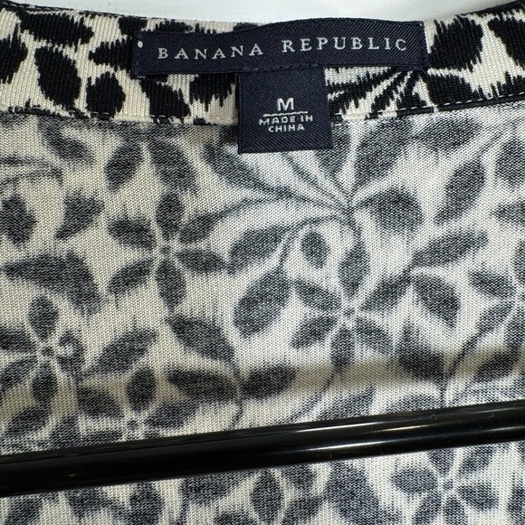 Banana Republic Women’s Black & White Silk/Cotton Floral Midi Dress Size M - Picture 3 of 9